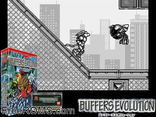 Buffers Evolution (J) [M] Wonderswan game showing 3D box cover and gameplay screenshot